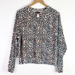 NWOT VICTORIA'S SECRET Women M  Velour Sweatshirt Animal Print Pullover  Sweater